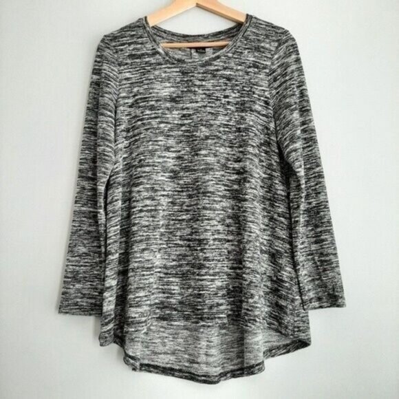 TRIBAL Crewneck Tee Long Sleeve Marled Grey Sz M - Picture 2 of 9